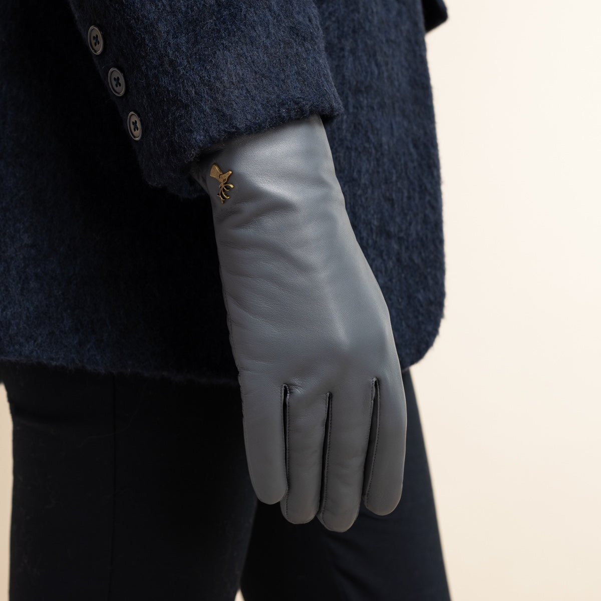 Alison - Gants tactiles en cuir de mouton et doublure en laine/cachemire