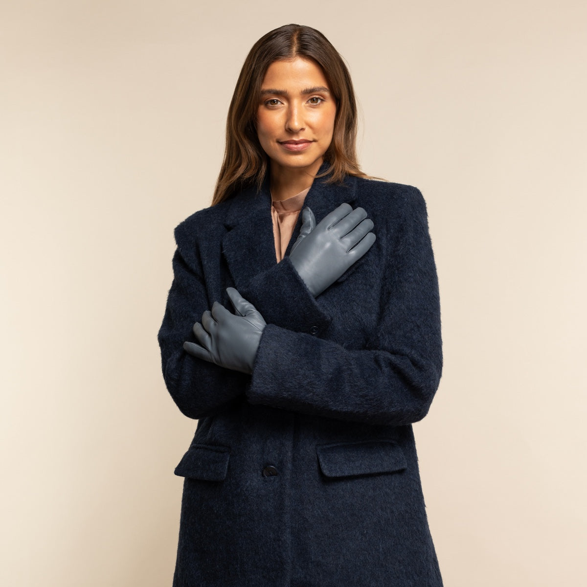Ivy (gris) - Gants tactiles en cuir de mouton et doublure en laine/cachemire - Schwartz & von Halen FR - Gants en Cuir - 8