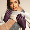 Ivy (violet) - Gants en peau de mouton avec doublure en laine/cachemire & fonction écran tactile