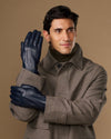 Jake (navy) - Sheepskin gloves with warm fleece lining & touchscreen feature