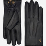 Jasmine (noir) - Gants pour femmes en cuir d'agneau doublés de fourrure de lapin luxueuse et fonction tactile.