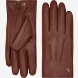 Jasmine (marron) - Gants pour femmes en cuir d'agneau doublés de fourrure de lapin luxueuse et fonction tactile.