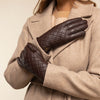 Kira (marron) - Gants en peau de mouton avec doublure en laine/cachemire & fonction écran tactile