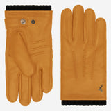 William (jaune) - Gants en cuir de chèvre, doublure polaire chaude et bouton pression