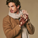 Liam (marron) – Gants de conduite classiques sans doigts en agneau pour homme