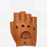 Liam (cognac) – Gants de conduite classiques sans doigts en agneau pour homme