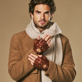 Liam (cognac) – Gants de conduite classiques sans doigts en agneau pour homme