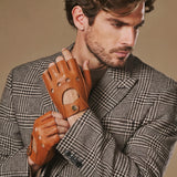 Liam (cognac) – Gants de conduite classiques sans doigts en agneau pour homme