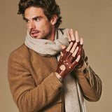 Liam (cognac) – Gants de conduite classiques sans doigts en agneau pour homme