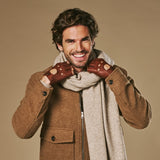 Liam (cognac) – Gants de conduite classiques sans doigts en agneau pour homme
