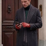 Liam (rouge) – Gants de conduite classiques sans doigts en agneau pour homme
