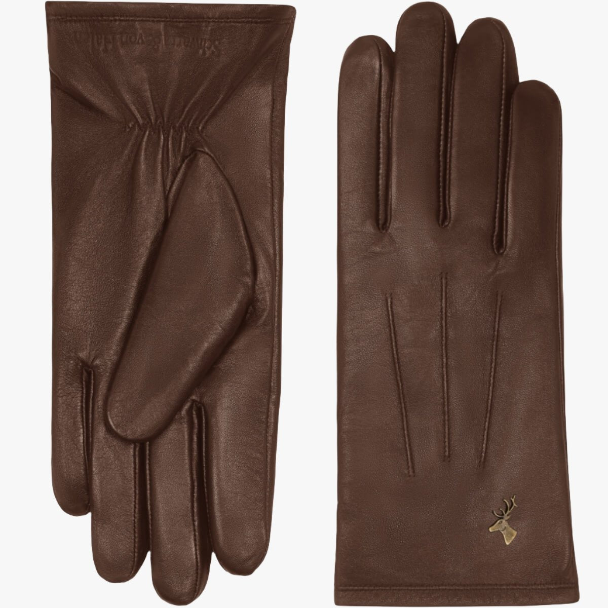 Lily (marron foncé) - Gants en peau de mouton avec doublure chaude en polaire & fonction écran tactile