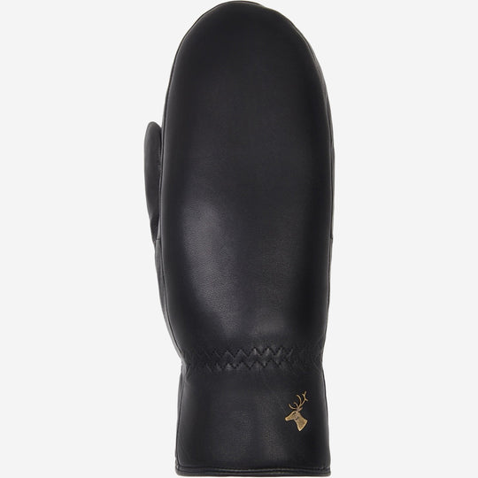 Mia (noir) - Moufles tactiles élégantes en cuir et doublure luxueuse en laine d'agneau