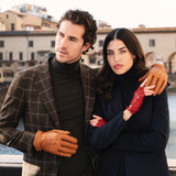 Benedict (cognac) - Gants exclusifs pour hommes en cuir de pécari, doublés de cachemire