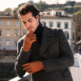 Benedict (cognac) - Gants exclusifs pour hommes en cuir de pécari, doublés de cachemire