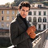 Benedict (cognac) - Gants exclusifs pour hommes en cuir de pécari, doublés de cachemire