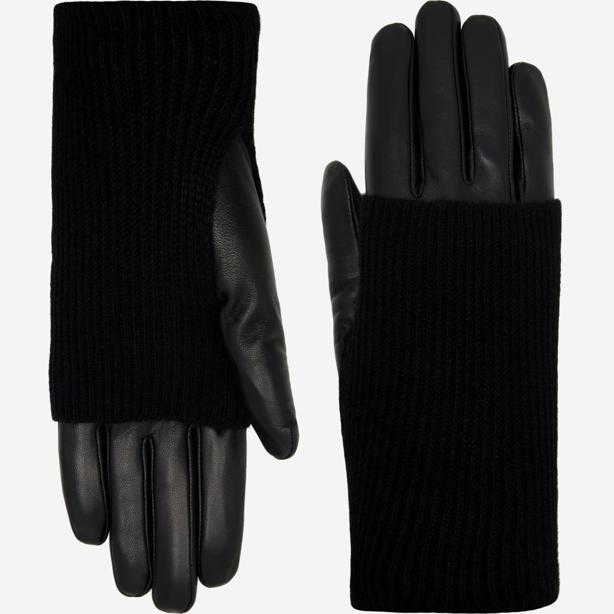 Riley - Gants tactiles en cuir de mouton avec manchette en tricot  - Schwartz & von Halen FR - Gants en Cuir - 2