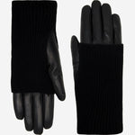 Riley - Gants tactiles en cuir de mouton avec manchette en tricot  - Schwartz & von Halen FR - Gants en Cuir - 2