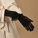 Riley - Gants tactiles en cuir de mouton avec manchette en tricot  - Schwartz & von Halen FR - Gants en Cuir - 5