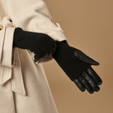 Riley - Gants tactiles en cuir de mouton avec manchette en tricot  - Schwartz & von Halen FR - Gants en Cuir - 5
