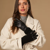 Riley - Gants tactiles en cuir de mouton avec manchette en tricot  - Schwartz & von Halen FR - Gants en Cuir - 8