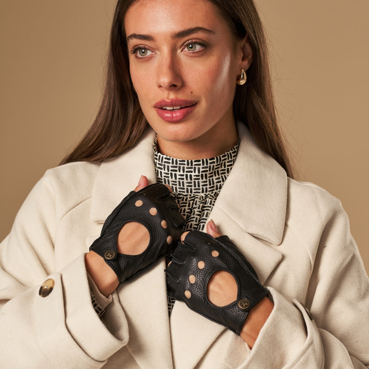 Robyn (noir) – luxueux gants de conduite sans doigts en cuir de cerf américain - Schwartz & von Halen FR - Gants en Cuir - 5