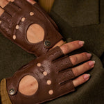 Robyn (marron) – luxueux gants de conduite sans doigts en cuir de cerf américain - Schwartz & von Halen FR - Gants en Cuir - 7