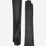 Rosemary (noir) - Gants extra longs en cuir d'agneau doublés de soie et fonction tactile