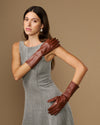 Rosemary Mid-forearm (kastanienbraun) - Damenhandschuhe aus Lammleder mit Seidenfutter & Touchscreen-Funktion