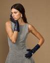 Rosemary Mid-forearm (navy blue) - Women's lambskin leather gloves with silk lining & touchscreen feature