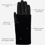 Riley - Gants tactiles en cuir de mouton avec manchette en tricot  - Schwartz & von Halen FR - Gants en Cuir - 11