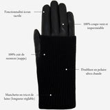 Riley - Gants tactiles en cuir de mouton avec manchette en tricot  - Schwartz & von Halen FR - Gants en Cuir - 11
