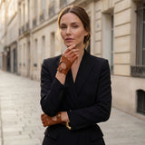 Selena (cognac) – Gants de conduite classiques sans doigts en agneau pour femme