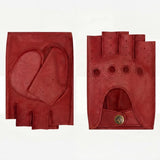Selena (rouge) – Gants de conduite classiques sans doigts en agneau pour femme