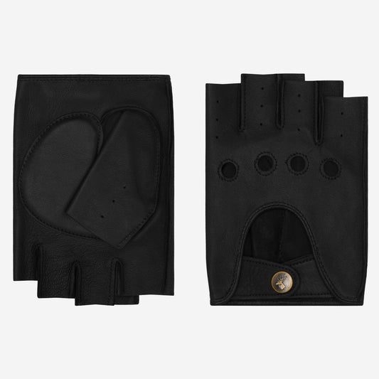Selena (black) - Classic women's fingerless lambskin driving gloves