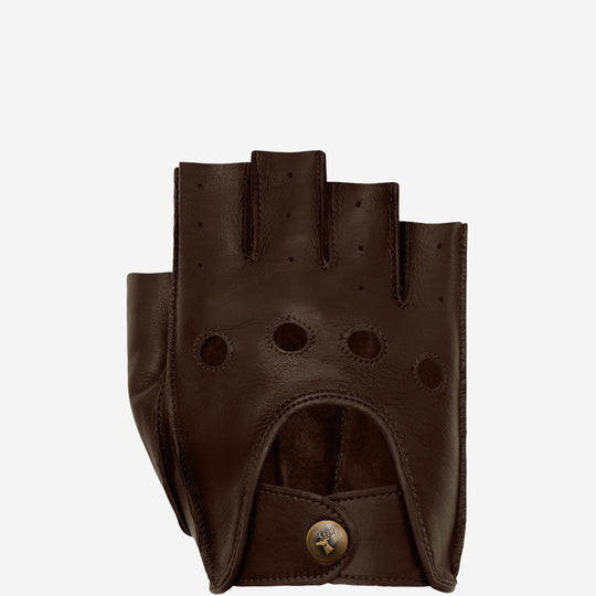 Selena (marron) – Gants de conduite classiques sans doigts en agneau pour femme