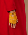 Selena (jaune) - Gants de conduite classiques sans doigts en cuir d’agneau pour femme