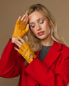Selena (jaune) - Gants de conduite classiques sans doigts en cuir d’agneau pour femme