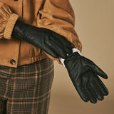 Sienna (noir) – Gants luxueux en cuir de cerf américain doublés en 100 % cachemire