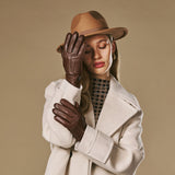 Sienna (marron) – Gants luxueux en cuir de cerf américain doublés en 100 % cachemire