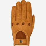 Silvio (cognac) - Gants de conduite exclusifs pour hommes en cuir de pécari