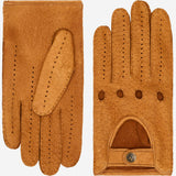 Silvio (cognac) - Gants de conduite exclusifs pour hommes en cuir de pécari