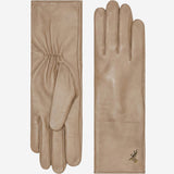 Emma (taupe) - Gants extra-longs en cuir de mouton avec doublure luxueuse en cachemire et fonction tactile