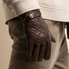 Smith (marron) - Gants en peau de mouton avec bouton-pression & fonction écran tactile