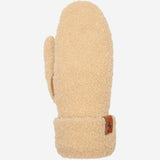 Sophia (beige) - Moufles peluches en daim avec doublure chaude en fausse fourrure