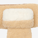 Sophia (beige) - Moufles peluches en daim avec doublure chaude en fausse fourrure