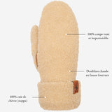 Sophia (beige) - Moufles peluches en daim avec doublure chaude en fausse fourrure