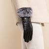 Vera - Gants tactiles en cuir de luxe avec fausse fourrure au poignet