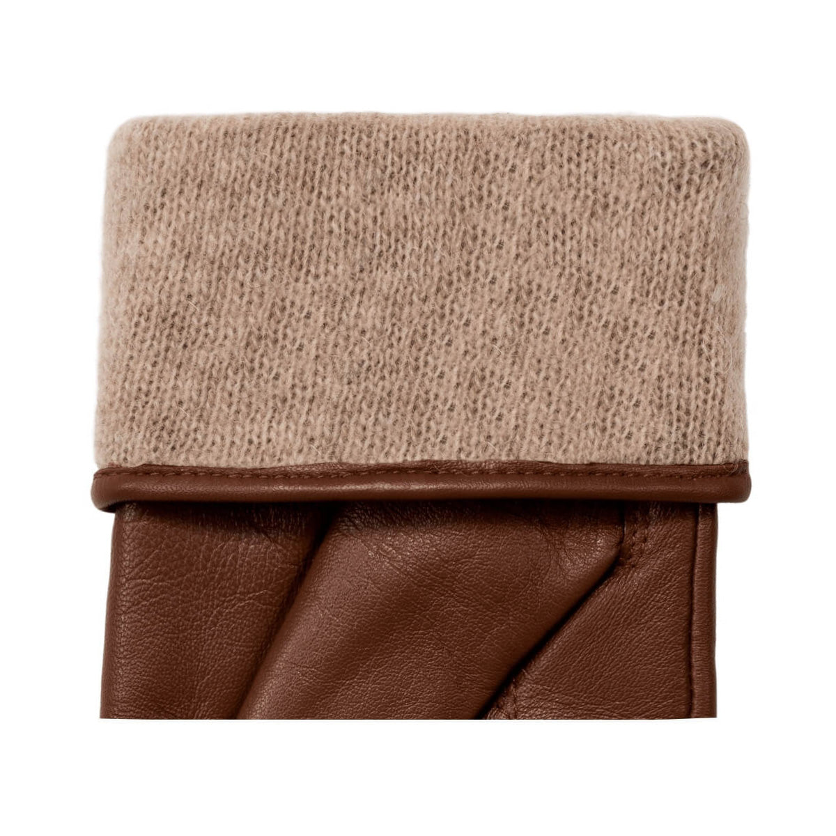 Victoria (marron) - Gants tactiles en cuir de mouton et doublure en laine/cachemire