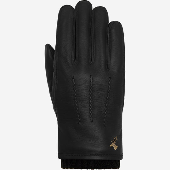William (noir) - Gants en cuir de chèvre, doublure polaire chaude et bouton pression